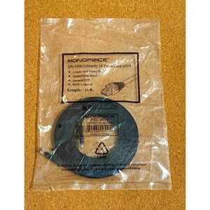 Monoprice Cat5e RJ-45 Ethernet Patch Cable 14ft Black Gold Plated 9551